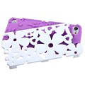 Insten® FlowerPower Hybrid Protector Cover For iPod Touch 5th Gen; Solid Ivory White/Electric Purple
