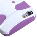 Insten® 3D Fishbone Hybrid Cover For iPod Touch 5th Gen; Solid Ivory White/Electric Purple