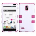 Insten® TUFF Hybrid Phone Protector Cover F/LG P769 Optimus L9; Ivory White/Hot-Pink