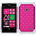 Insten® Luxurious Lattice Dazzling Protector Cover For Nokia Lumia 521, Hot-Pink/Solid White