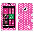 Insten® TUFF Hybrid Phone Protector Case For Nokia Lumia 521, Pink/White Dots