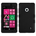 Insten® Rubberized TUFF Hybrid Phone Protector Case For Nokia Lumia 521; Black/Black