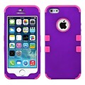Insten® TUFF Hybrid Rubberized Phone Protector Cover F/iPhone 5/5S; Grape/Electric Pink