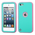 Insten® VERGE Hybrid Protector Cover For iPod Touch 5th Gen; Teal Green/Lightning Electric Pink