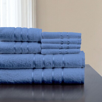 Lavish Home Cotton Plush Bath Towel Set; Blue