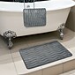 Lavish Home 20.2" x 32.2" Microfiber Foam & Polyurethane Bath Mat Set; Platinum