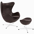 Modway Glove EEI-1278-BRN Leather/Aluminum Lounge Chair and Ottoman, Brown
