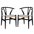 Modway Amish EEI-1319 Set of 2 Wood Dining Chairs; Black