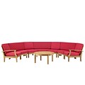 Modway Marina EEI-1478-NAT-RED-SET 8 Piece Fabric Sofa Set, Natural Red
