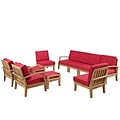 Modway Marina EEI-1489-NAT-RED-SET 10 Piece Fabric Sofa Set, Red
