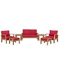 Modway Marina EEI-1545-NAT-RED-SET 7 Piece Fabric Sofa Set, Red