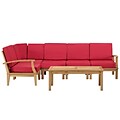 Modway Marina EEI-1600-NAT-RED-SET 6 Piece Fabric Sofa Set, Red