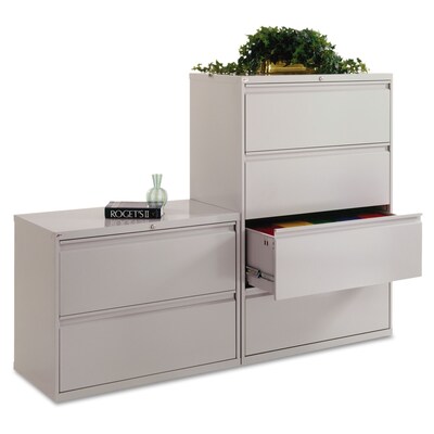 Alera® Four-Drawer Lateral File Cabinet, 36w x 18d x 52 1/2h, Light Gray (ALELF3654LG)