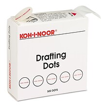 Koh-I-Noor Adhesive Drafting Dots w/Dispenser, 7/8in dia, White, 500/Roll