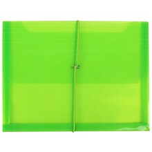 JAM Paper® Plastic Envelope with Elastic Band, 9.75 x 13 with 2.625 Inch Expansion, Lime Green, Sold