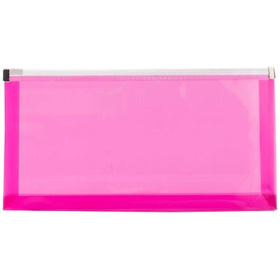 JAM Paper® #10 Plastic Envelopes with Zip Closure, 5 x 10, Fuchsia Pink Poly, 12/pack (921Z1FU)