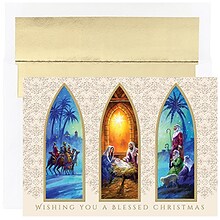 JAM Paper® Christmas Holiday Cards Set, Christmas Triptych, 16/pack (526857000)