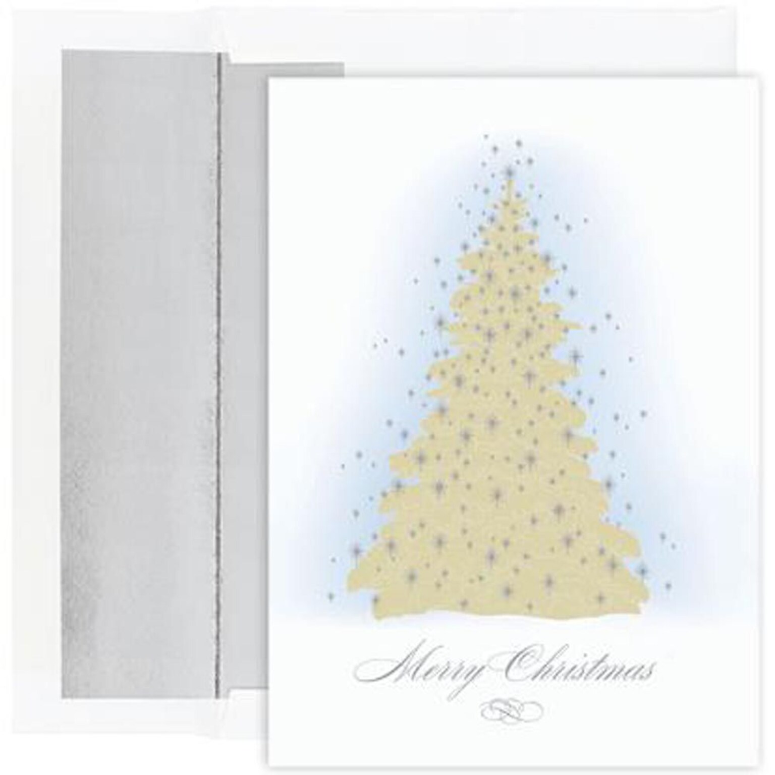 JAM Paper® Christmas Holiday Cards Set, Peace and Joy Frosted Tree, 16/pack (526823300)