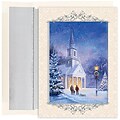 JAM Paper® Christmas Holiday Cards Set, Candlelit Church, 18/pack (526852700)