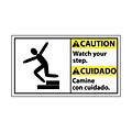 Caution, Watch Your Step (Bilingual W/Graphic), 10X18, Adhesive Vinyl