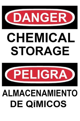 Danger, Chemical Storage, Bilingual, 14X10, Adhesive Glo Vinyl