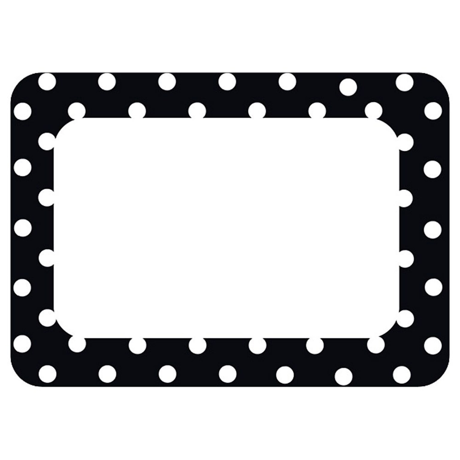 Teacher Created Resources Name Tags/Label, Black Polka Dots 2, All Grades (TCR5538)