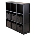 Winsome 20640 3 x 3 Cube Shelf with Wainscoting Panel, Black