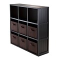 Winsome 20642 3 x 3 Cube Shelf with Wainscoting Panel, Black