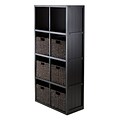 Winsome 20653 4 x 2 Cube Shelf with Wainscoting Panel, Black