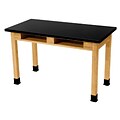 NPS Wood Science Table, Chemical Resistant Series, 30H Science Lab Table With Book Compartment, 24x