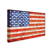 Trademark Michelle Calkins American States with Flags Gallery-Wrapped Canvas Art, 30 x 47