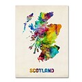 Trademark Michael Tompsett Scotland Watercolor Map Gallery-Wrapped Canvas Art, 18 x 24