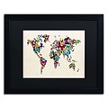 Trademark Michael Tompsett Butterflies Map of..World II Art, Black Matte W/Black Frame, 16 x 20