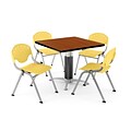 OFM PRKBRK-022-0004 36 Square Laminate Multipurpose Table w 4 Chairs, Cherry Table/Lemon YLW Chair