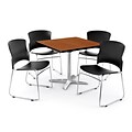 OFM PKG-BRK-026-0002 42 Square Laminate Multi-Purpose Table with 4 Chairs, Cherry Table/Black Chair