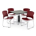 OFM PRKBRK-028-0007 36 Square Laminate Multipurpose Table w 4 Chairs, Gray Nebula Table/Wine Chair