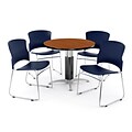 OFM PKG-BRK-027-0004 36 Round Laminate Multi-Purpose Table with 4 Chairs, Cherry Table/Navy Chair