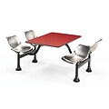 OFM 1002-SS-RED 24 x 48 Rectangular Laminate Cluster Table w 4 Chairs; Red Table/Stainless Chair