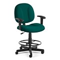 OFM Comfort 105-AA-DK-802 Fabric Task Stool with Arms, Teal