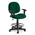 OFM Comfort 105-AA-DK-807 Fabric Task Stool with Arms, Green