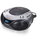 Axess® PB2708-SL 2.4 W-Portable CD/MP3 Boombox With AM/FM Stereo and Aux Input, Silver