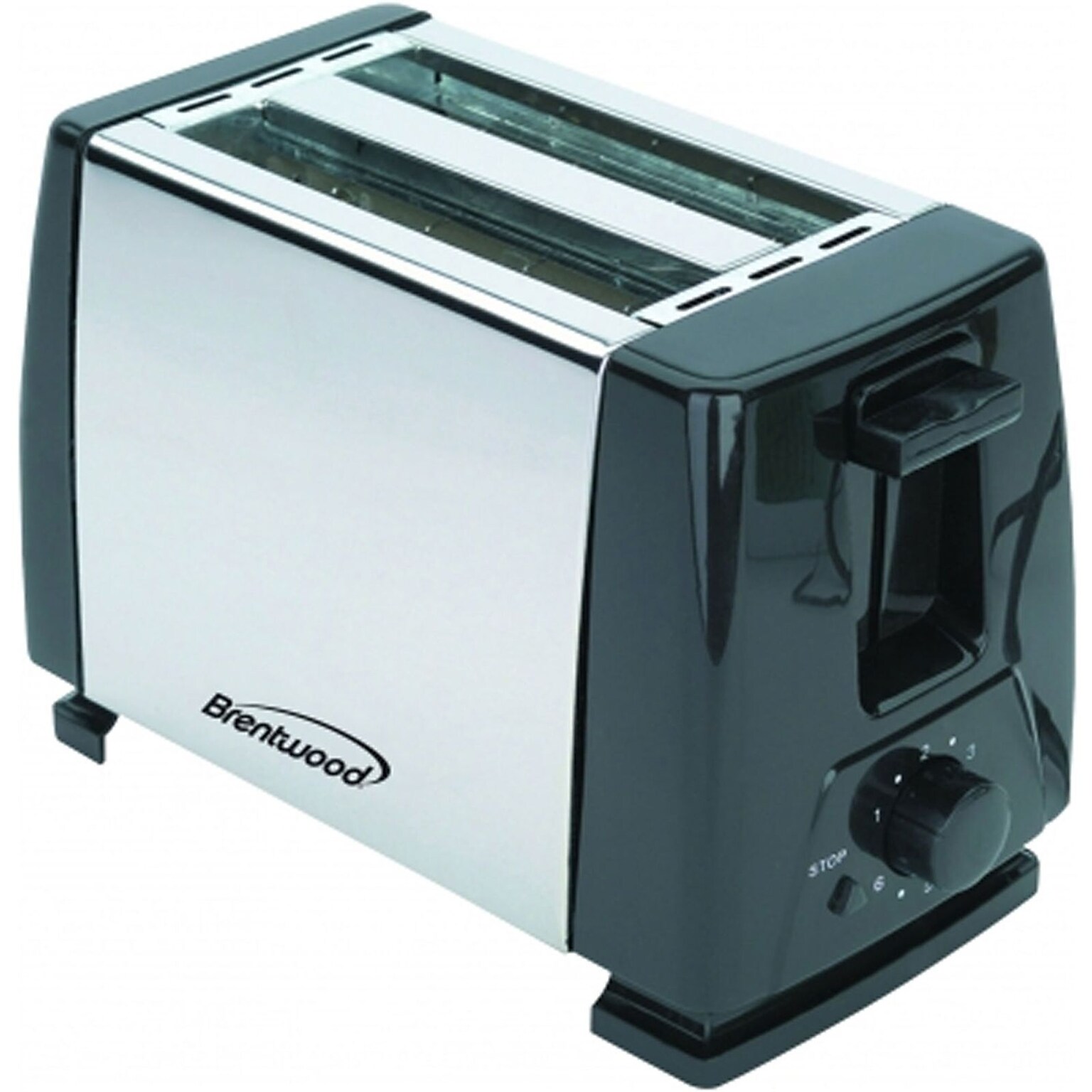 Brentwood® 2-Slice 750 W Toaster; Black/Stainless Steel