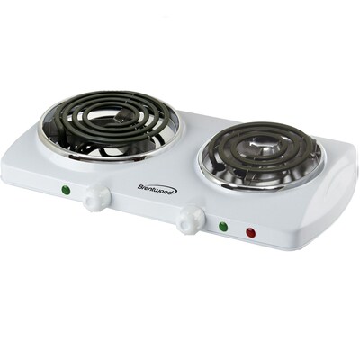 Brentwood® Electric 1500 W Spiral Double Burner; White