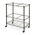 Lorell 3 Shelf Metal Mobile Wire File Cart with Wheels, Black (LLR45650)