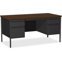 Quill Brand® 60W Walnut Laminate Fortress Series Desk with Double Pedestal