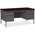 Quill Brand® 60W Mahogany Laminate Fortress Series Desk with Double Pedestal