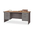 Lorell 67000 Series in Cherry/Charcoal, 72W x 36D Double Pedestal Desk