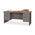 Lorell 67000 Series in Cherry/Charcoal, 72W x 24D Double Pedestal Credenza