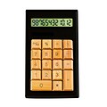 Impecca Bamboo Custom Carved CB1206 12-Digit Desktop Calculator, Black & Ivy