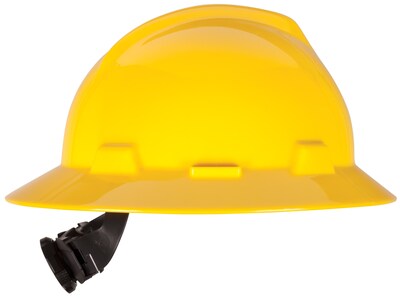 MINE SAFETY APPLIANCES CO. V-Gard Polyethylene 4-Point Full Brim Hard Hat, Yellow (475366)